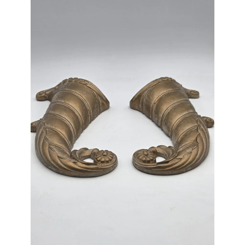 2 Syroco Home Interior Scroll Wall Pocket Planter MCM Decor 70's Gold